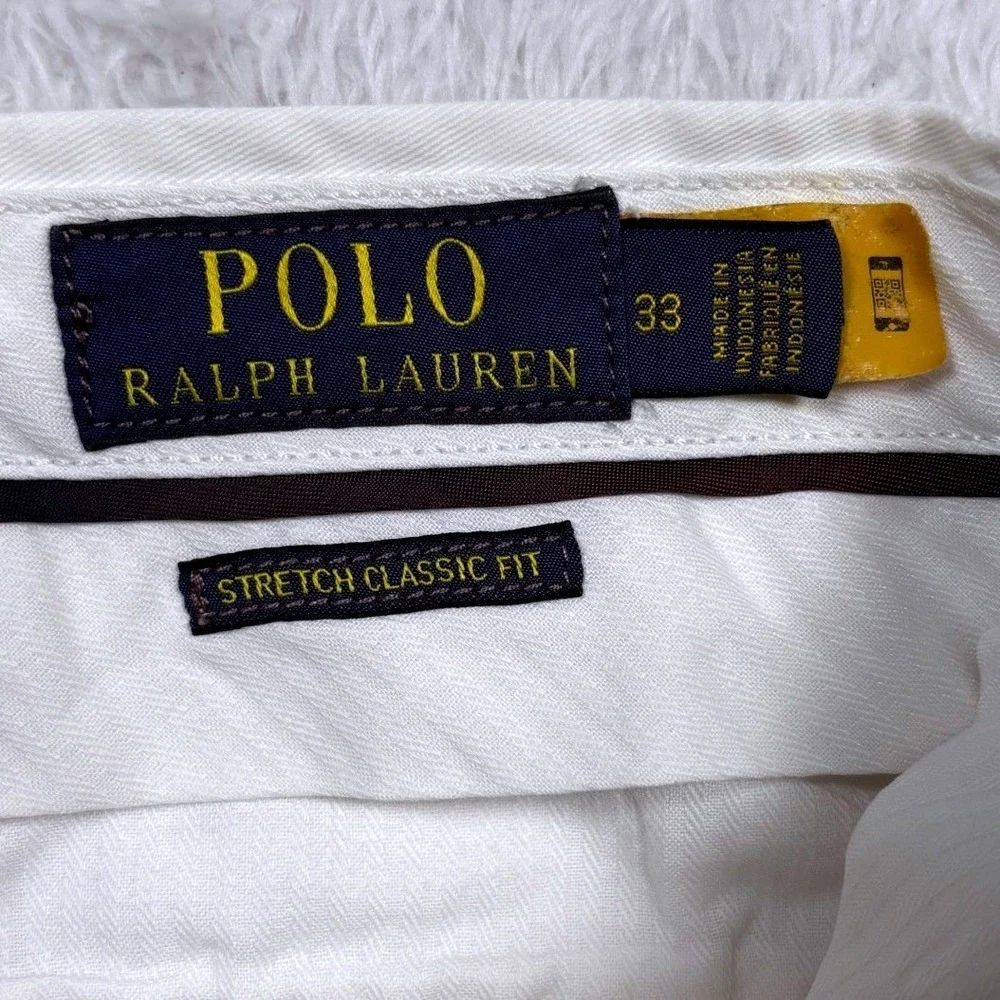 Polo Ralph Lauren Shorts Chinos Mens 33‎ White All Over PONY OGO Classic Preppy